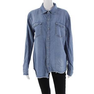 One by One Teaspoon Womens Button-Down Top Blue Size S